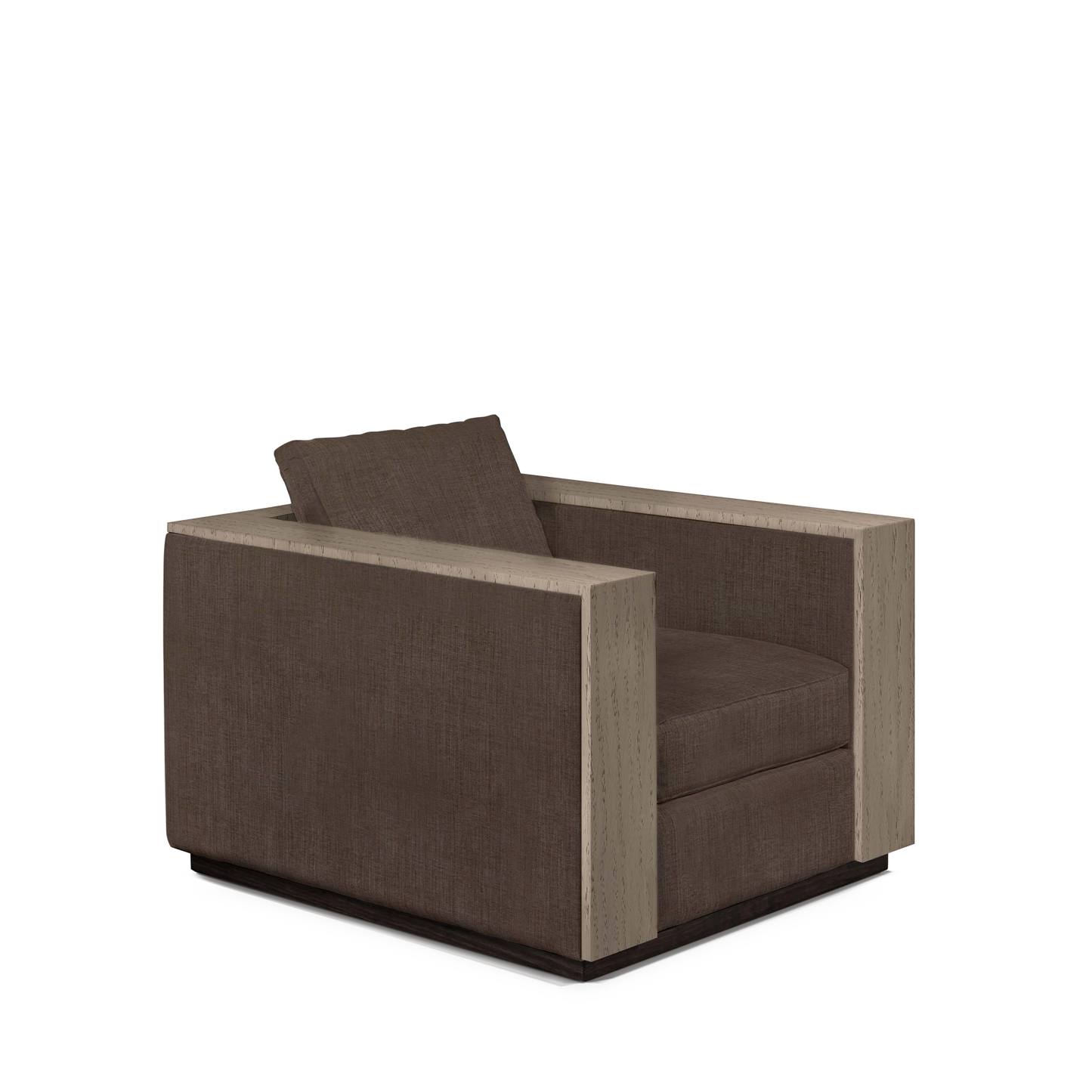 ROBLE ARMCHAIR with warm grey textile and natural grey wood 