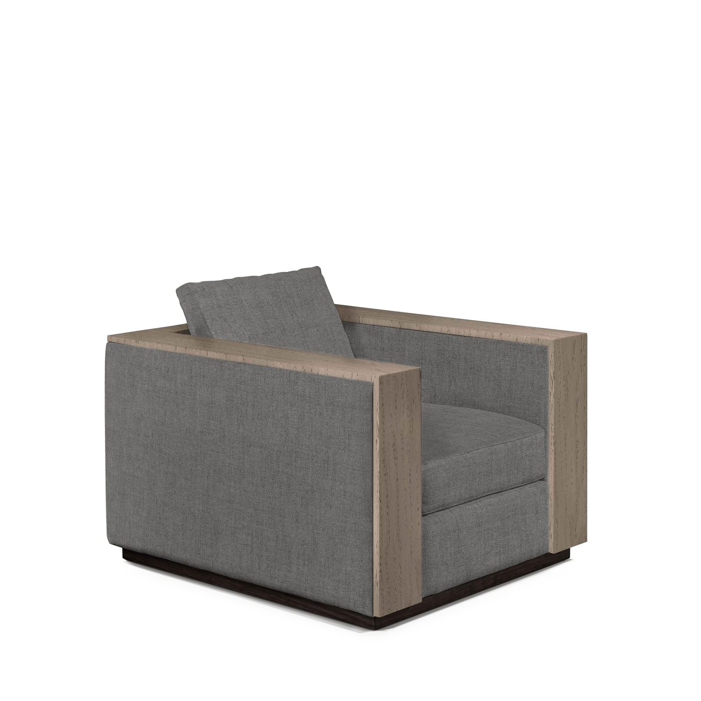 ROBLE ARMCHAIR with dark grey textile and natural grey wood 