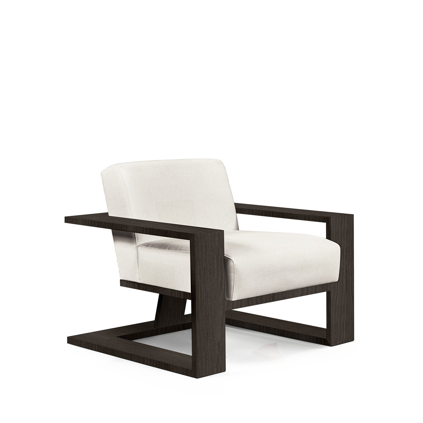 SIERRA ARMCHAIR with bolt white textile and dark grey wood 