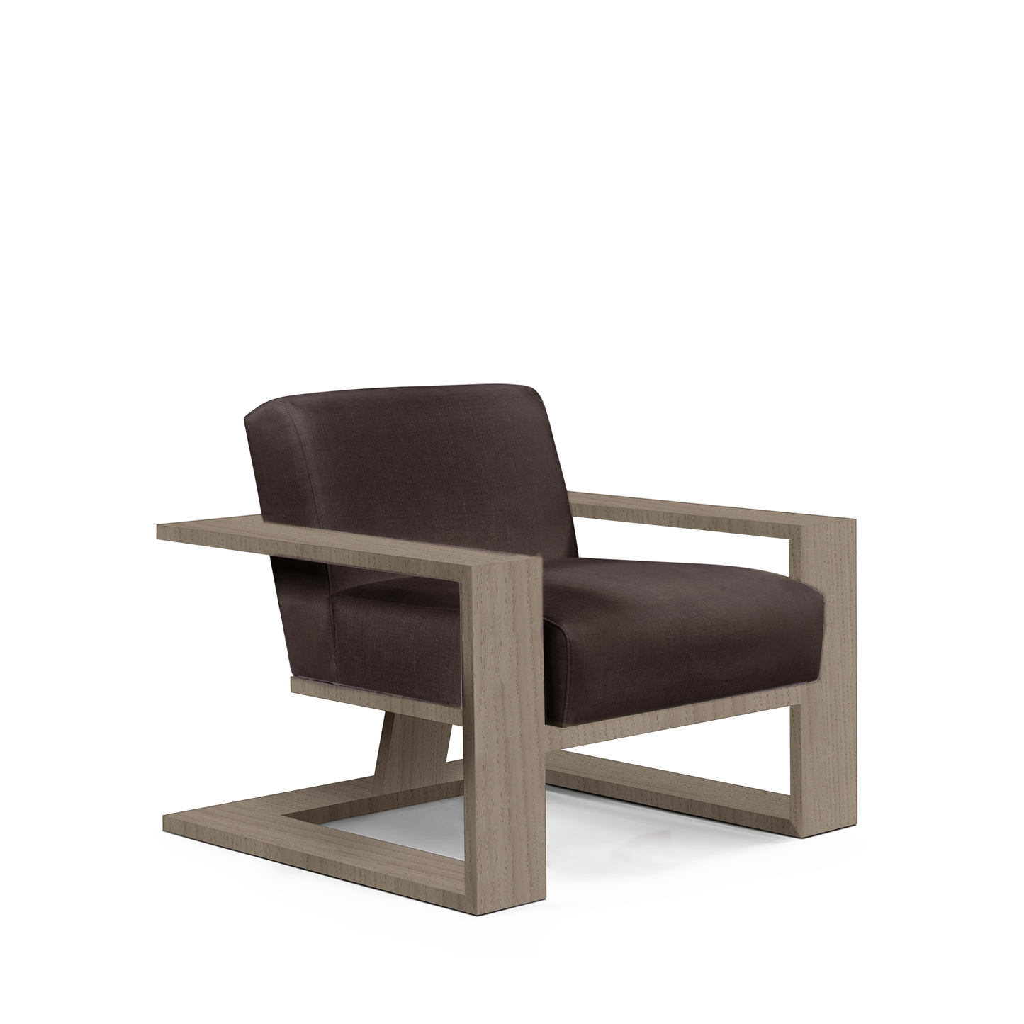 SIERRA ARMCHAIR with linara brown textile and natural grey wood 