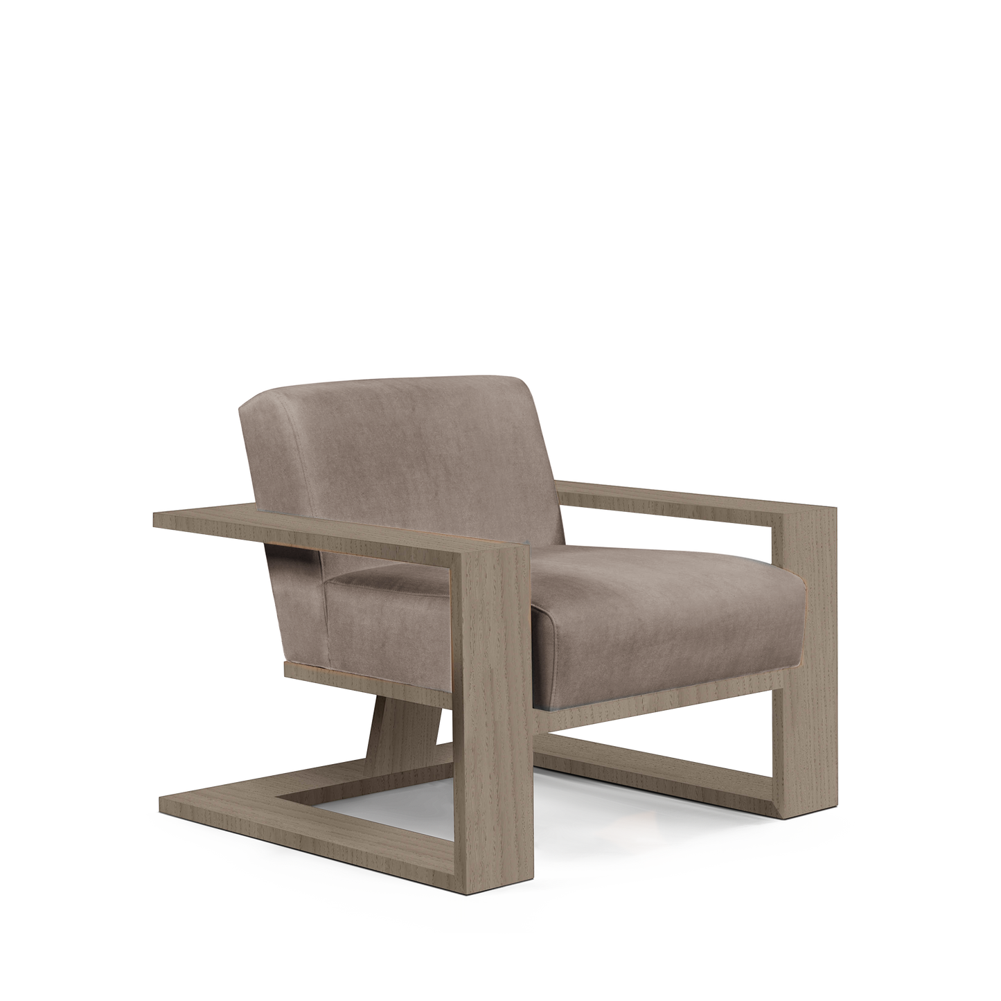 SIERRA ARMCHAIR with grey textile and natural grey wood 