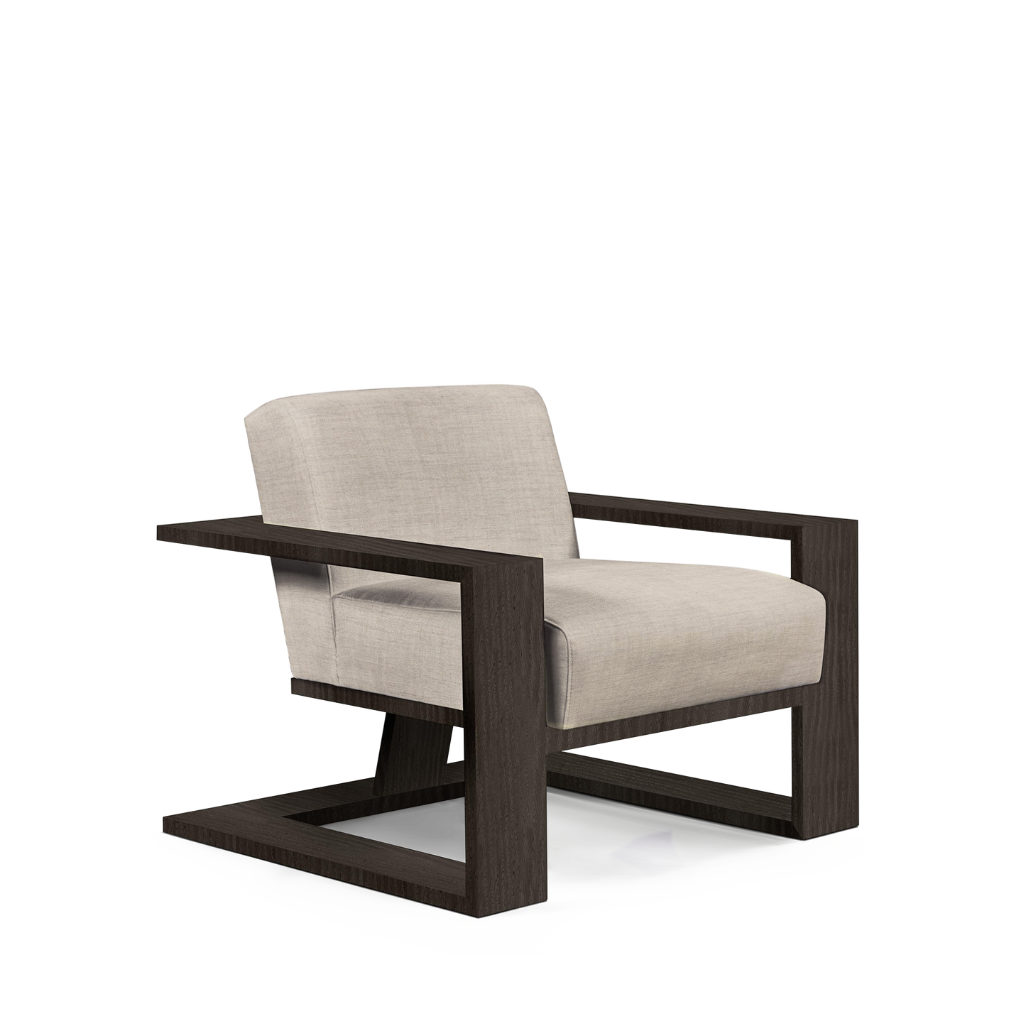 SIERRA ARMCHAIR with taupe textile and dark grey wood 