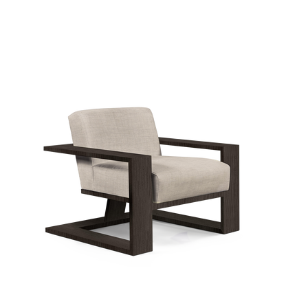 SIERRA ARMCHAIR with taupe textile and dark grey wood 