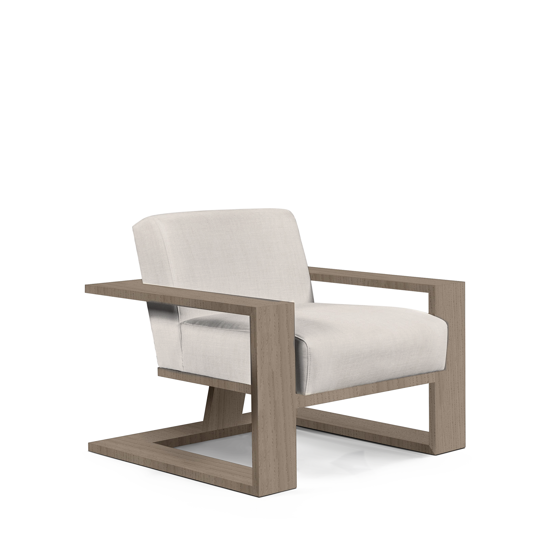 SIERRA ARMCHAIR with light grey textile and natural grey wood