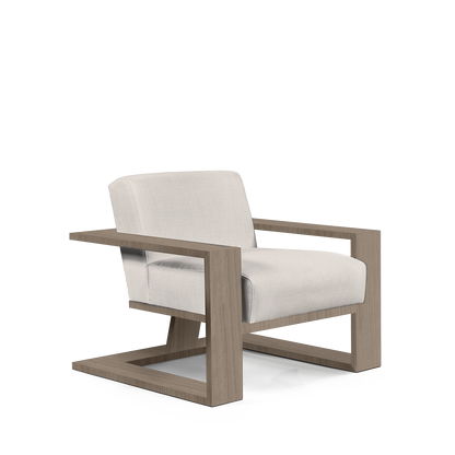 SIERRA ARMCHAIR with light grey textile and natural grey wood