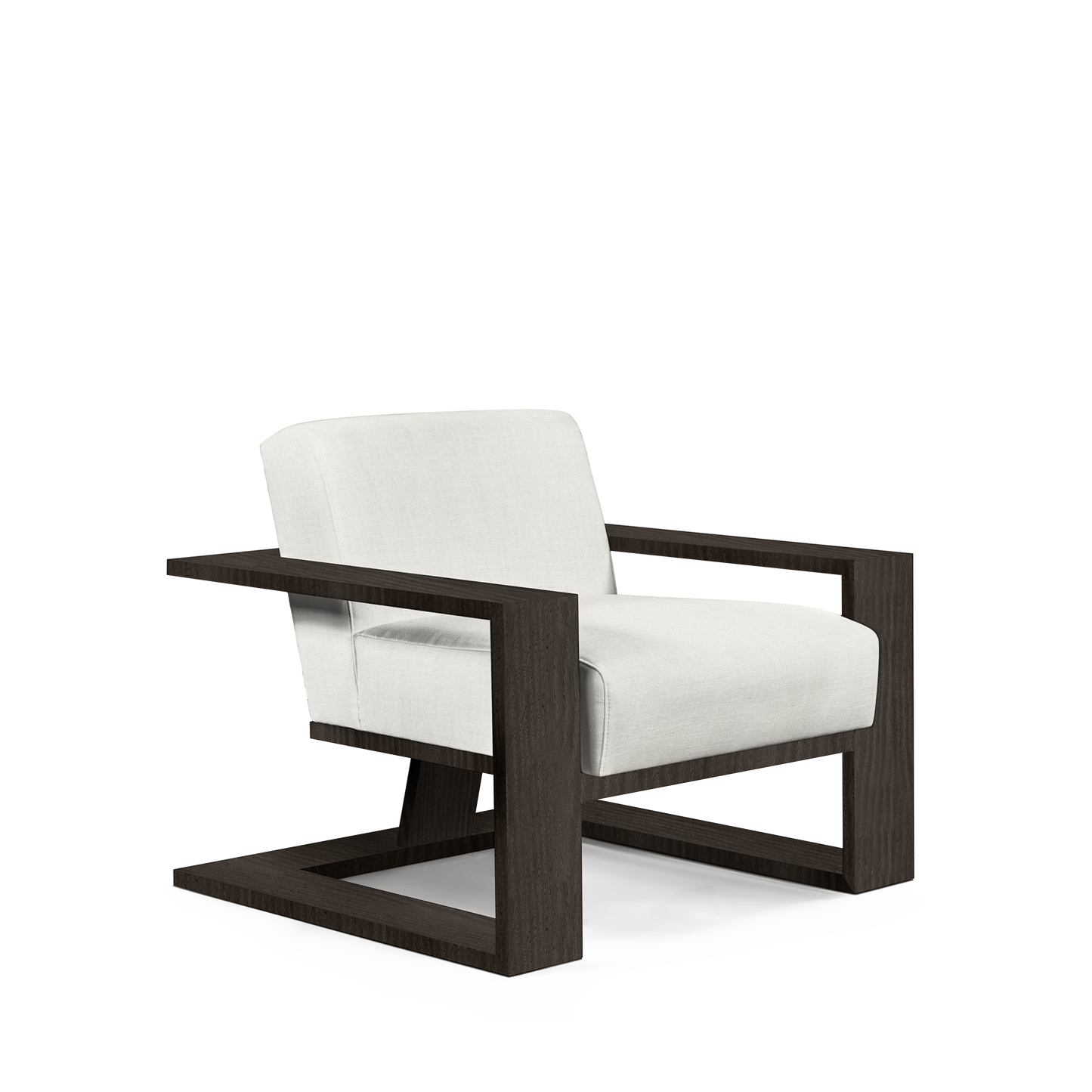 SIERRA ARMCHAIR with rocco white textile and dark grey wood 