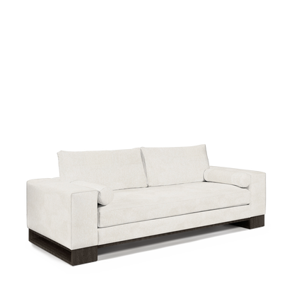 TERRA 2,5-seater sofa with bolt white textile and dark grey wood legs 