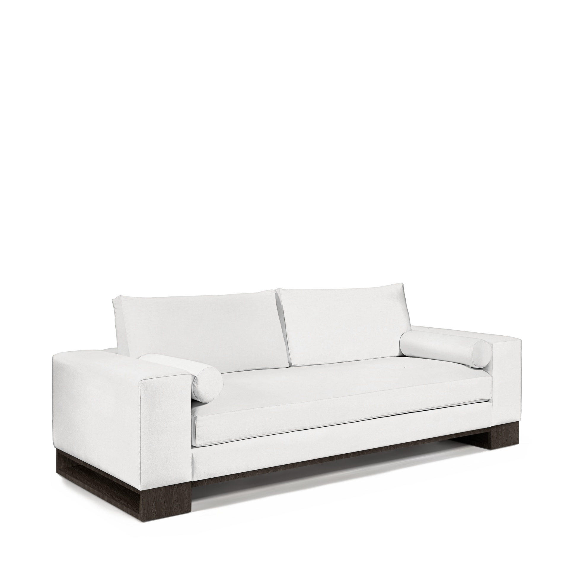 TERRA 2,5-seater sofa with linara white textile and dark grey wood legs 