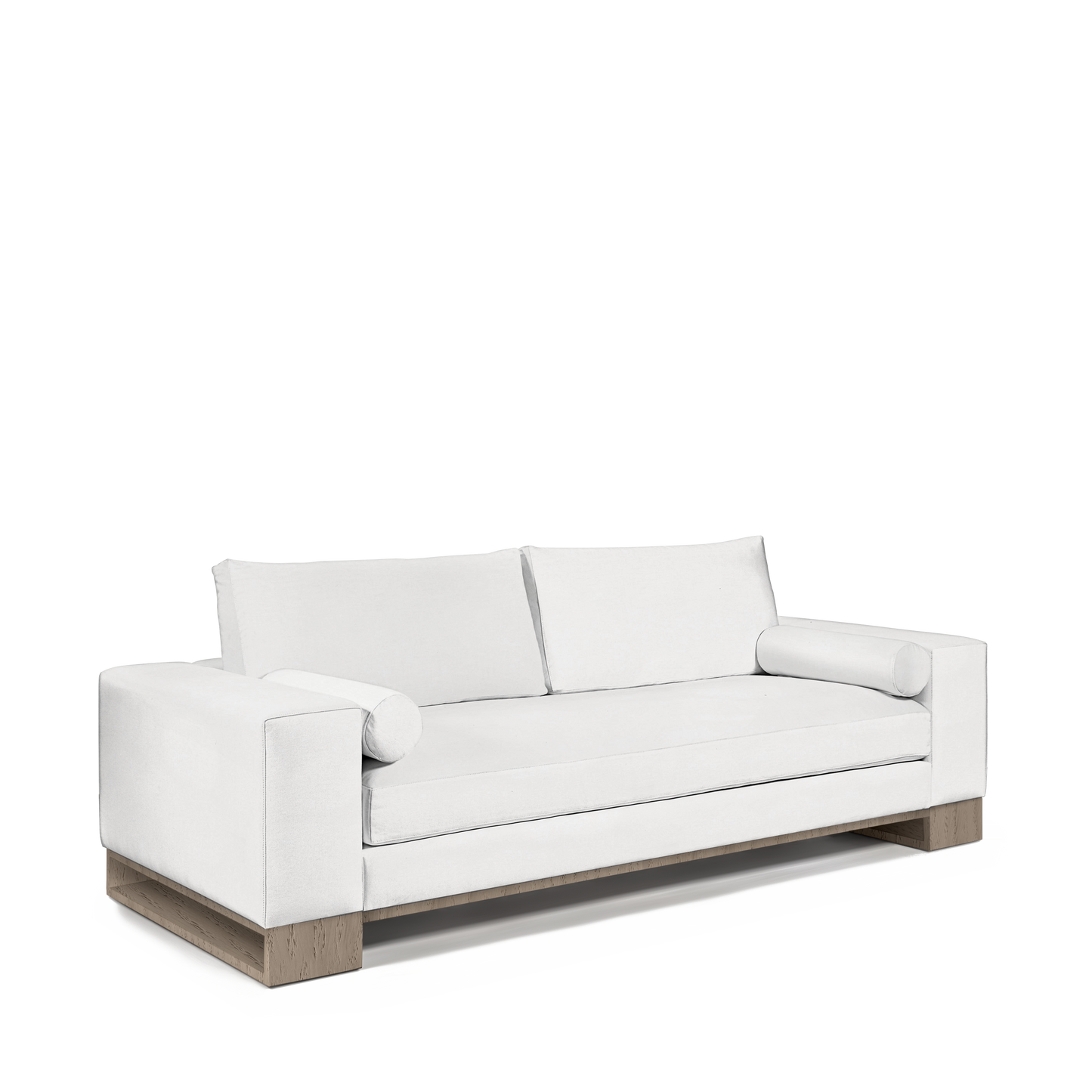 TERRA 2,5-seater sofa with linara white textile and natural grey wood legs