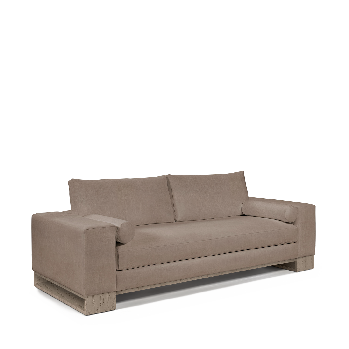 TERRA 2,5-seater sofa with light brown textile and natural grey wood legs 