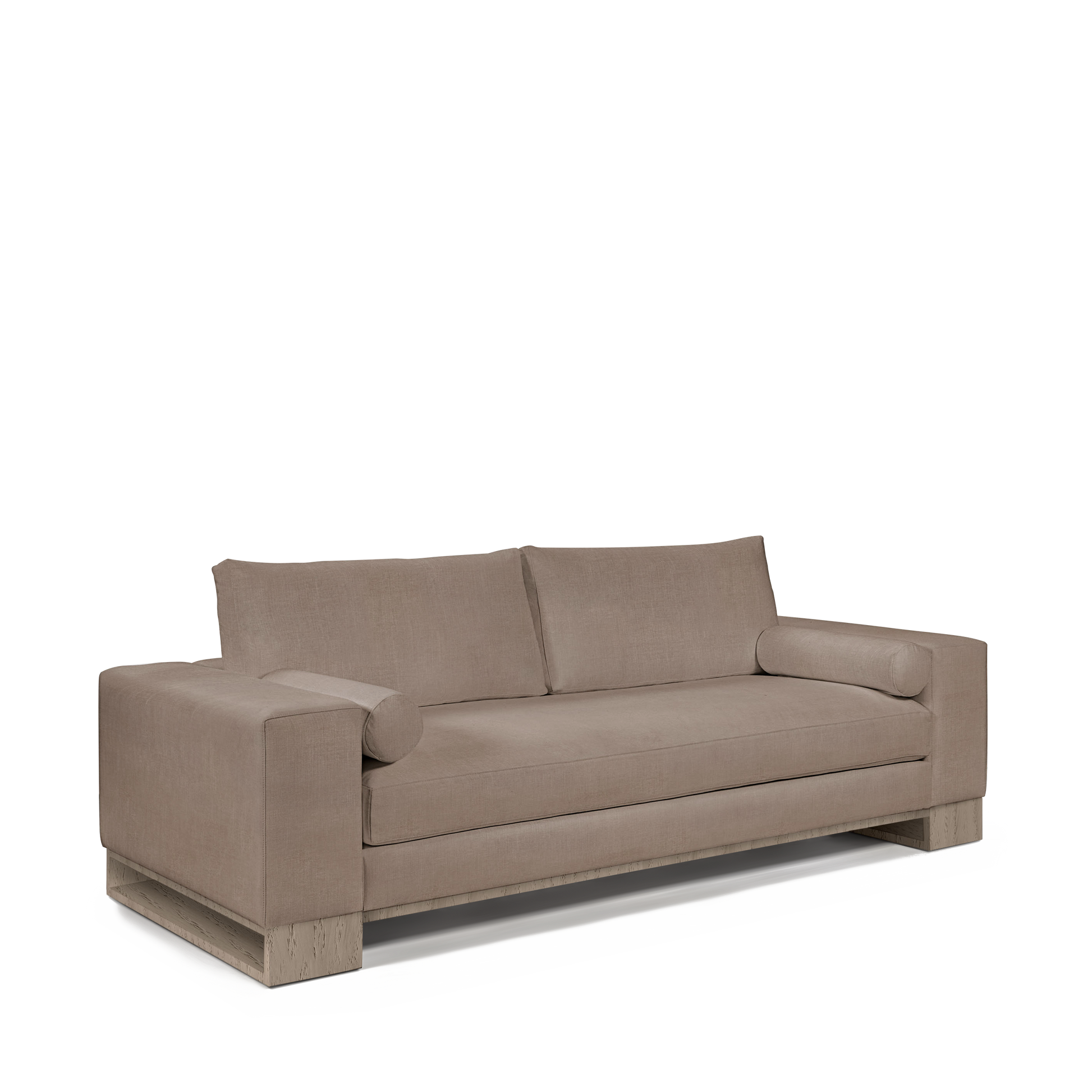 TERRA 2,5-seater sofa with light brown textile and natural grey wood legs 