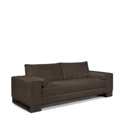 TERRA 2,5-seater sofa with warm grey textile and dark grey wood legs 