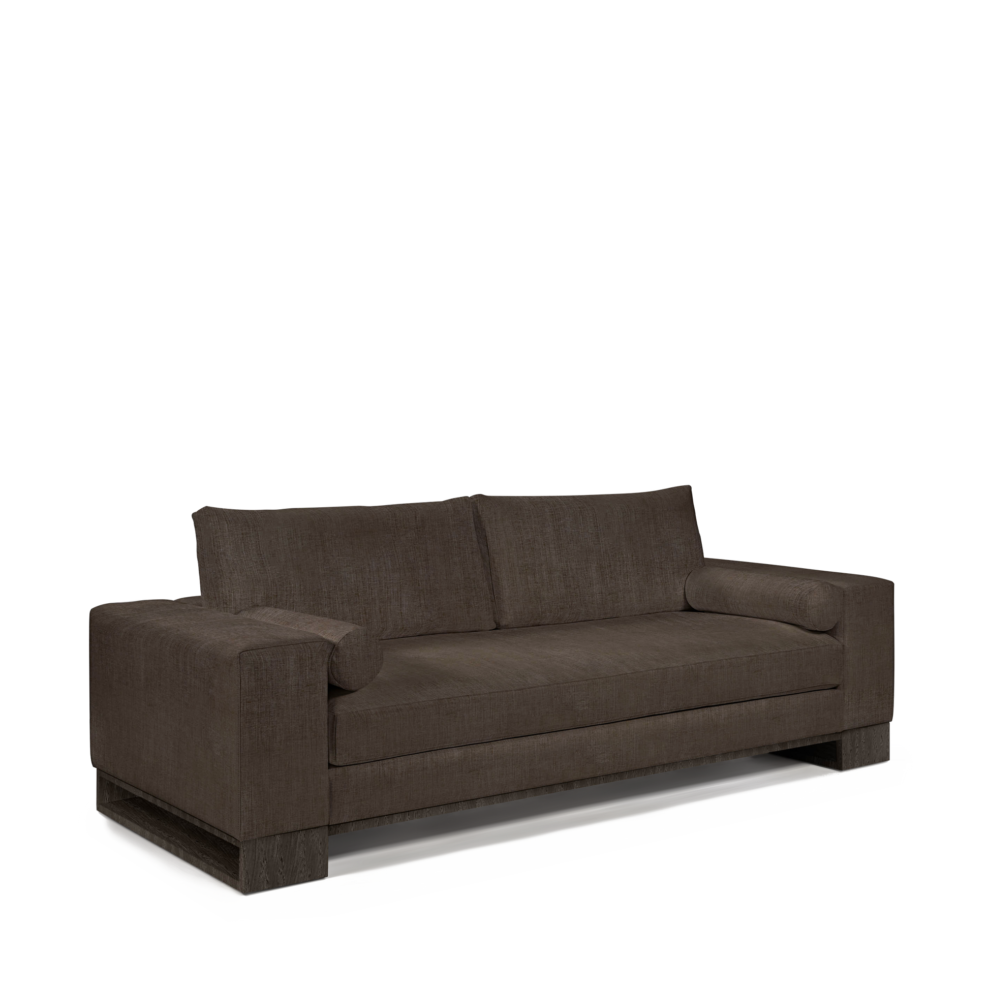 TERRA 2,5-seater sofa with warm grey textile and dark grey wood legs 