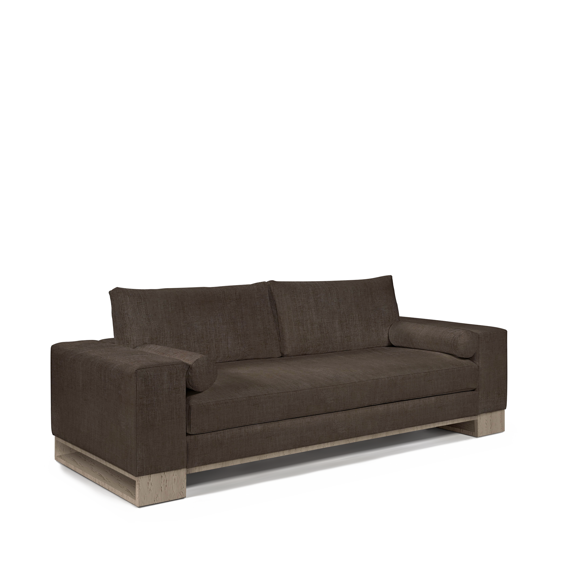 TERRA 2,5-seater sofa with warm grey textile and natural grey wood legs 