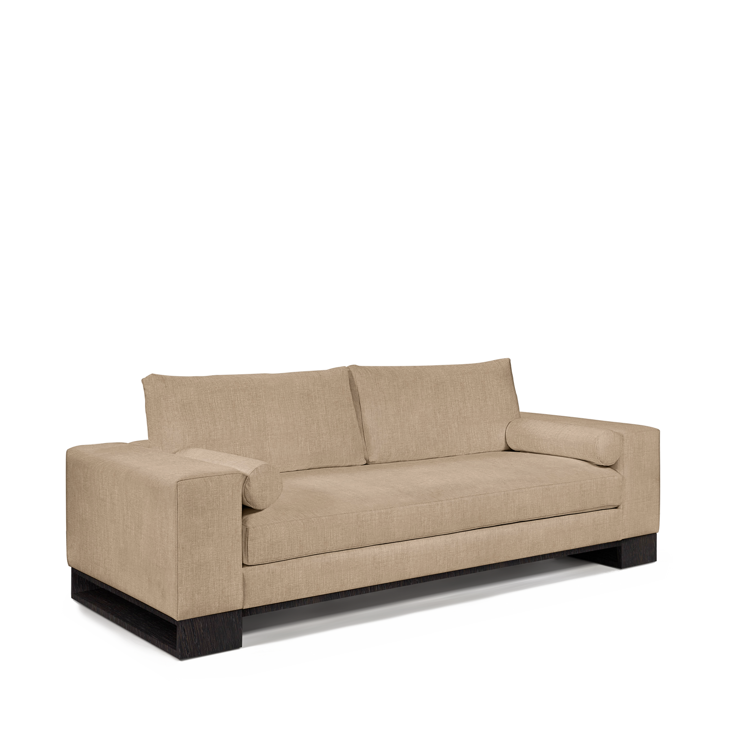 TERRA 2,5-seater sofa with khaki textile and chocolate wood legs 
