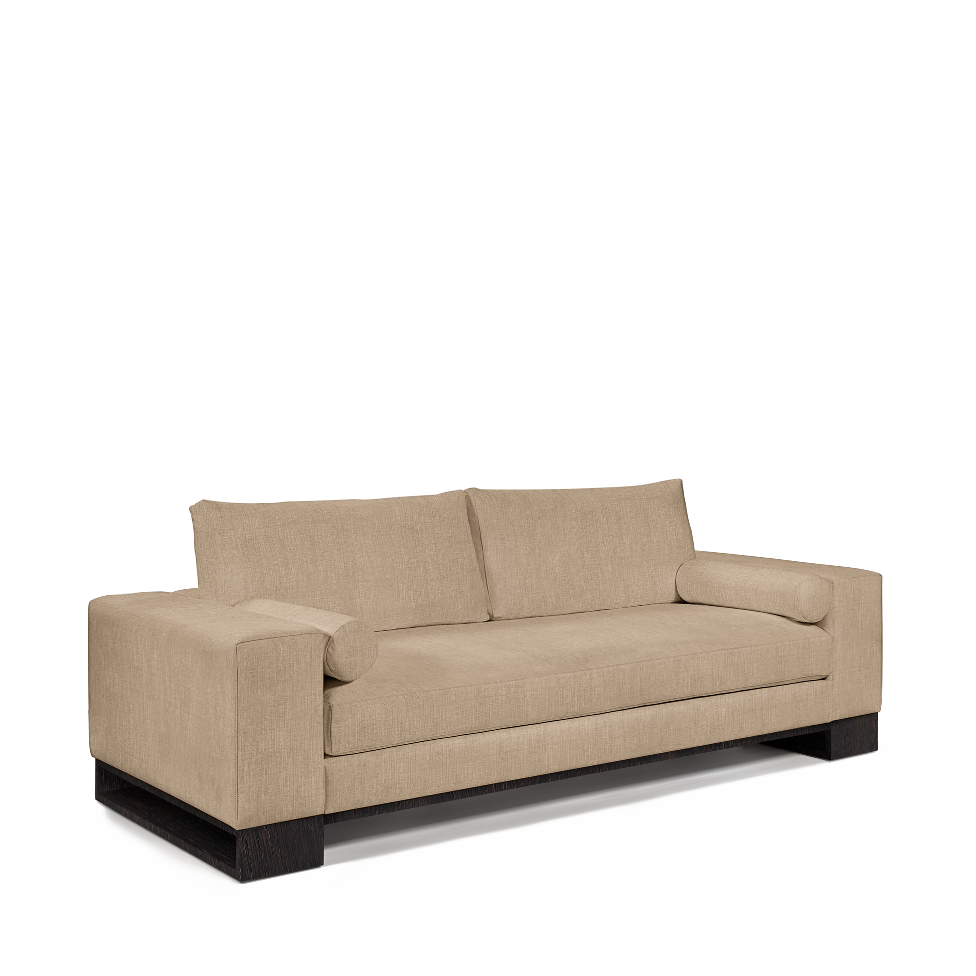 TERRA 2,5-seater sofa with khaki textile and chocolate wood legs 