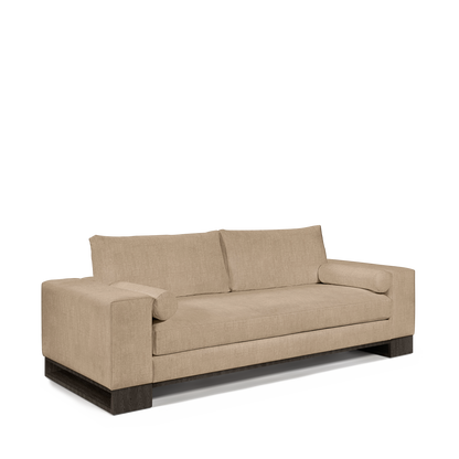 TERRA 2,5-seater sofa with khaki textile and dark grey wood legs 