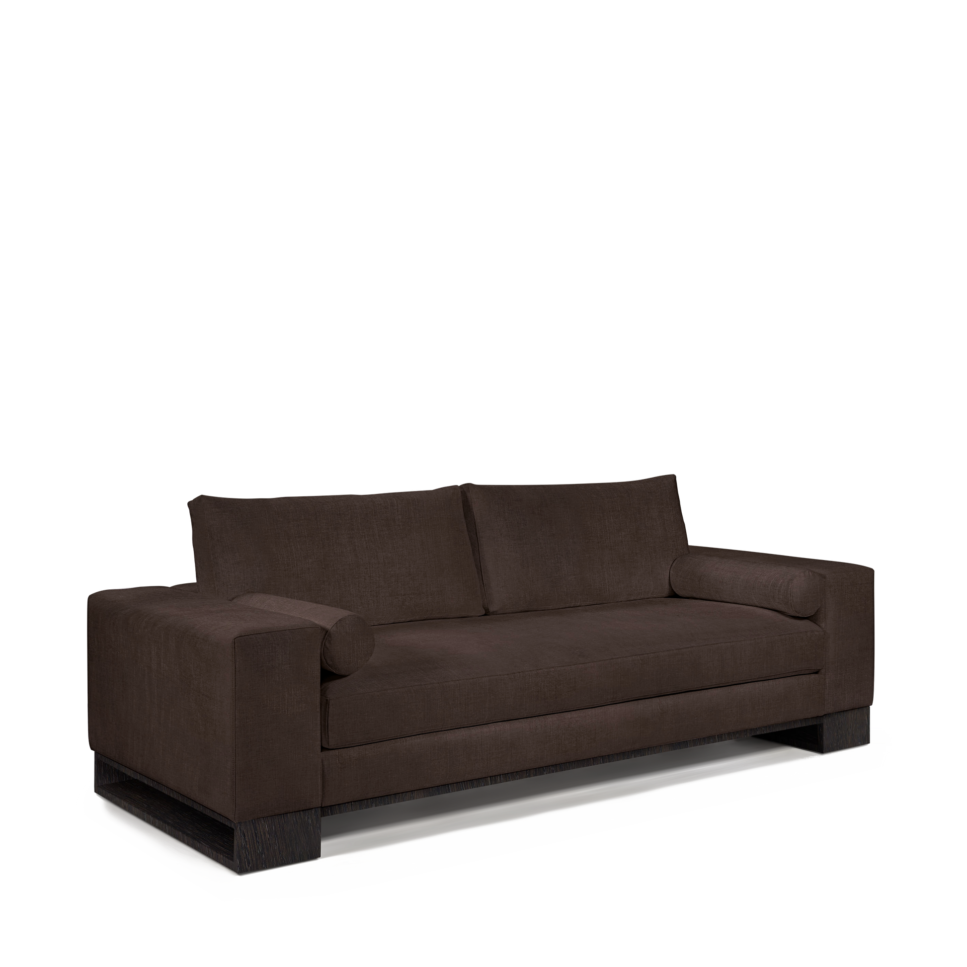 TERRA 2,5-seater sofa with linara brown textile and chocolate wood legs 