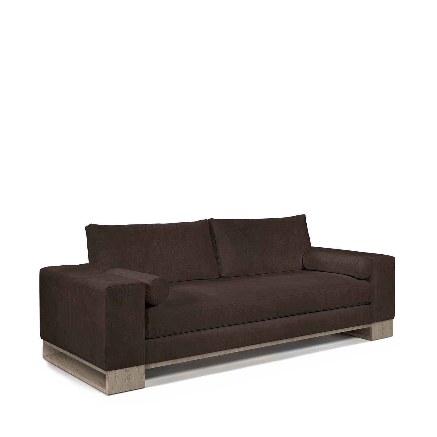 TERRA 2,5-seater sofa with linara brown textile and natural grey wood legs 