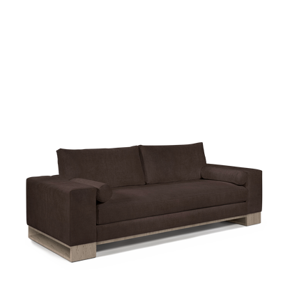 TERRA 2,5-seater sofa with linara brown textile and natural grey wood legs 