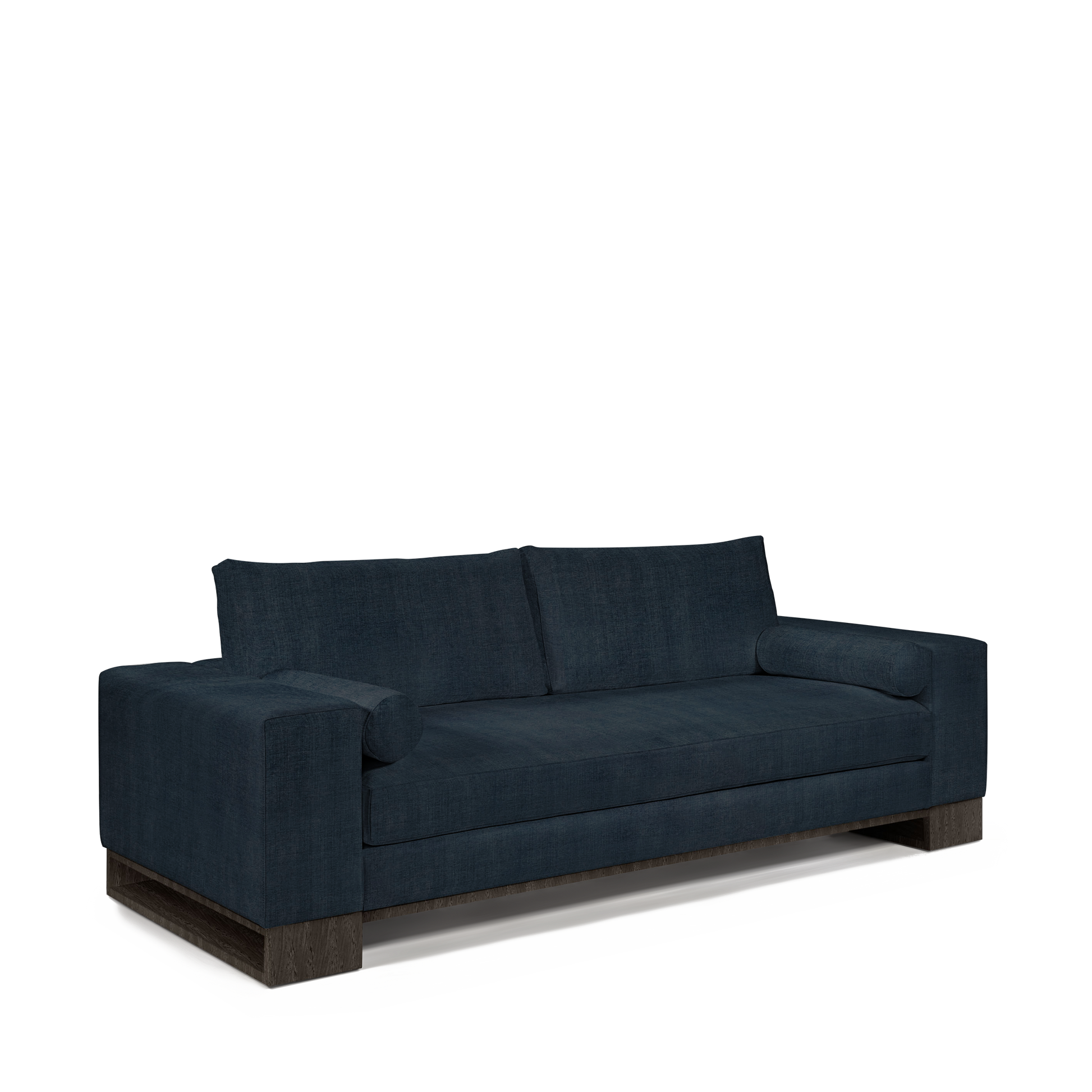 TERRA 2,5-seater sofa with linco dark blue textile and dark grey wood legs 