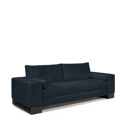 TERRA 2,5-seater sofa with linco dark blue textile and dark grey wood legs 