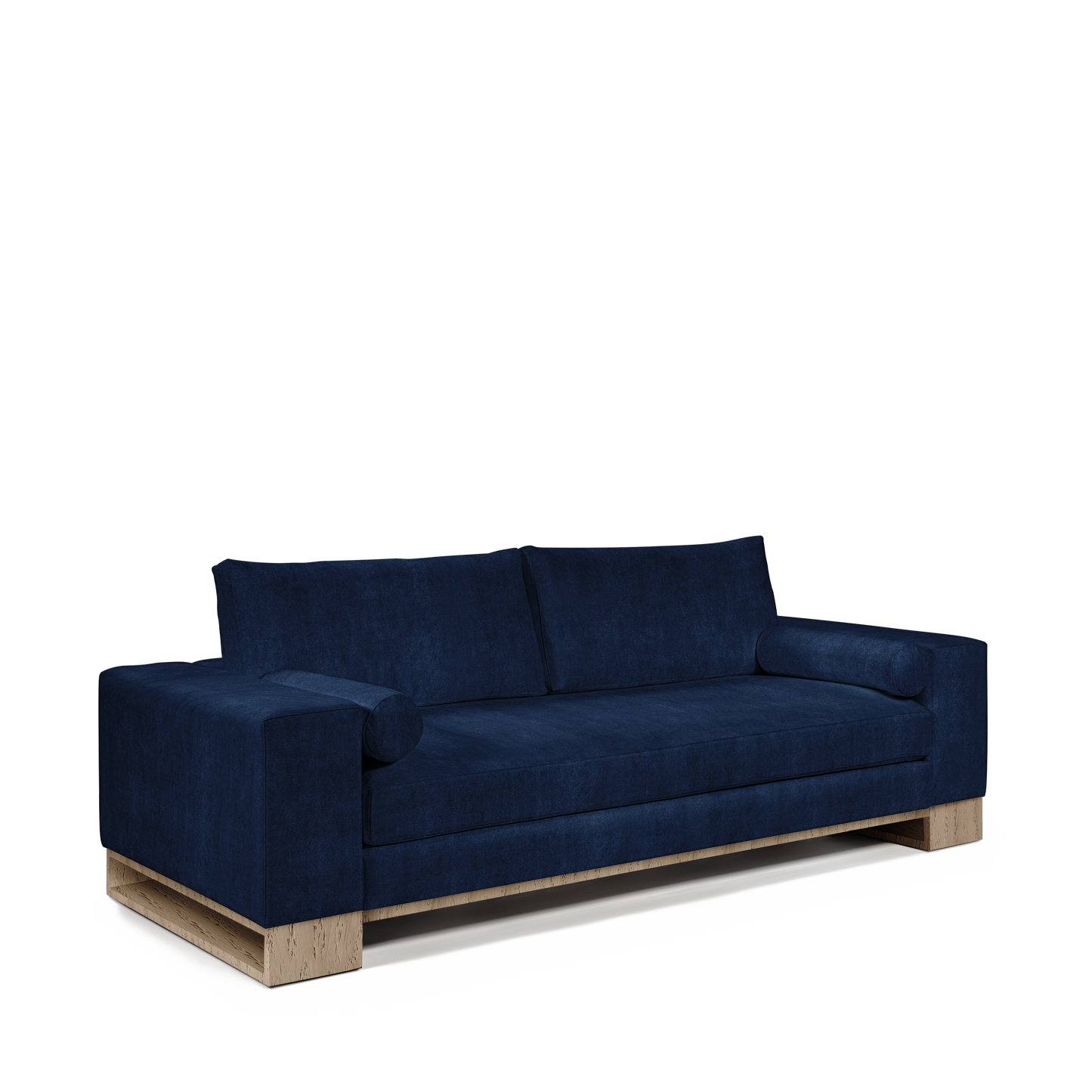 TERRA 2,5-seater sofa with london dark blue textile and natural grey wood legs 