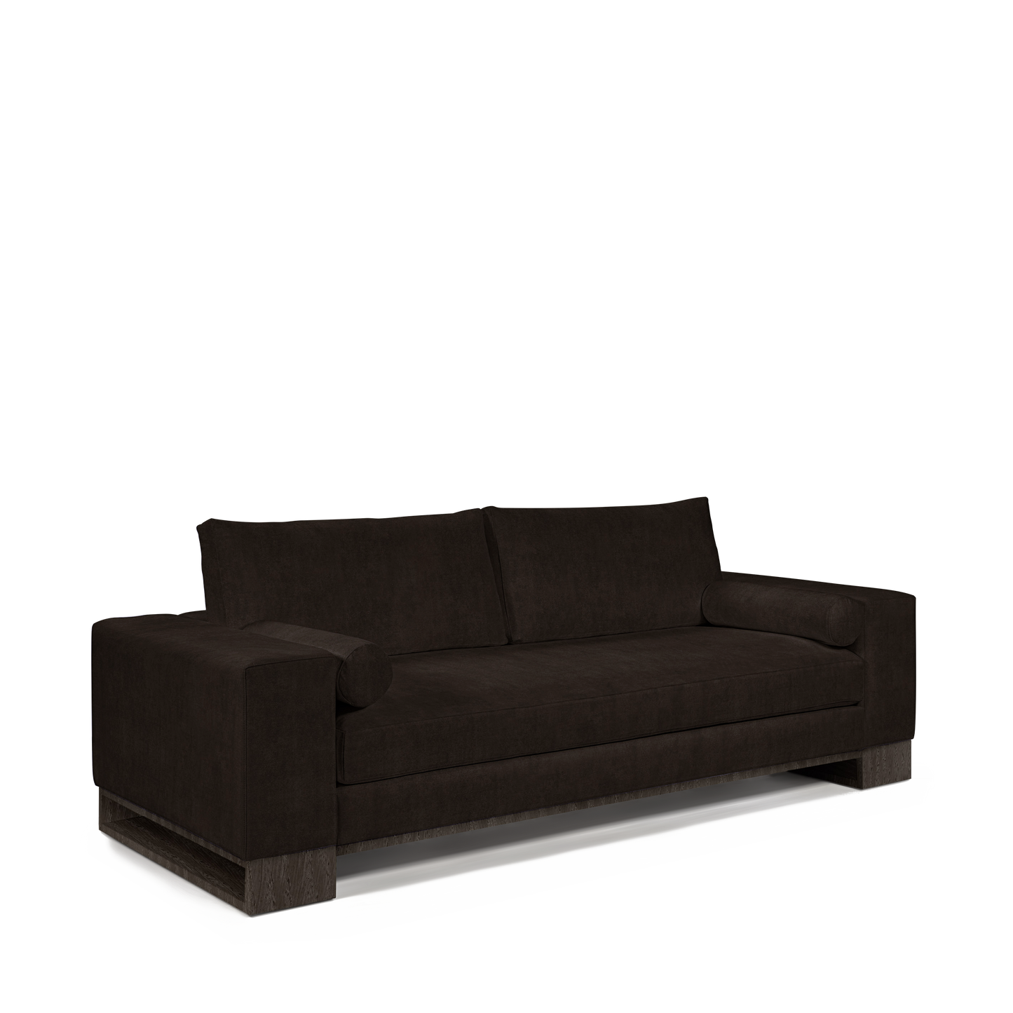 TERRA 2,5-seater sofa with dark brown textile and dark grey wood legs 