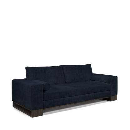 TERRA 2,5-seater sofa with dark blue textile and dark grey wood legs 