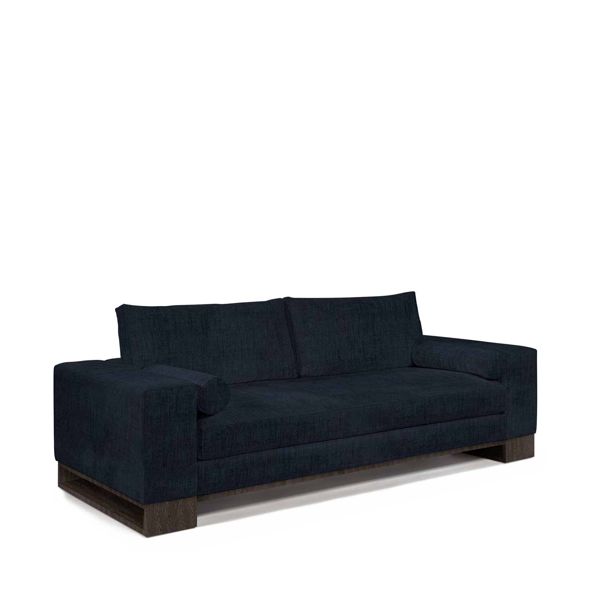 TERRA 2,5-seater sofa with dark blue textile and dark grey wood legs 