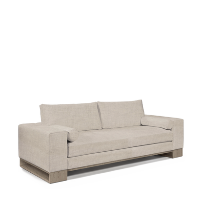 TERRA 2,5-seater sofa with taupe textile and natural grey wood legs 