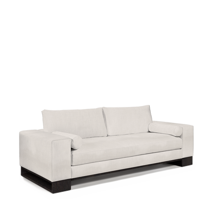 TERRA 2,5-seater sofa with light grey textile and chocolate wood legs 