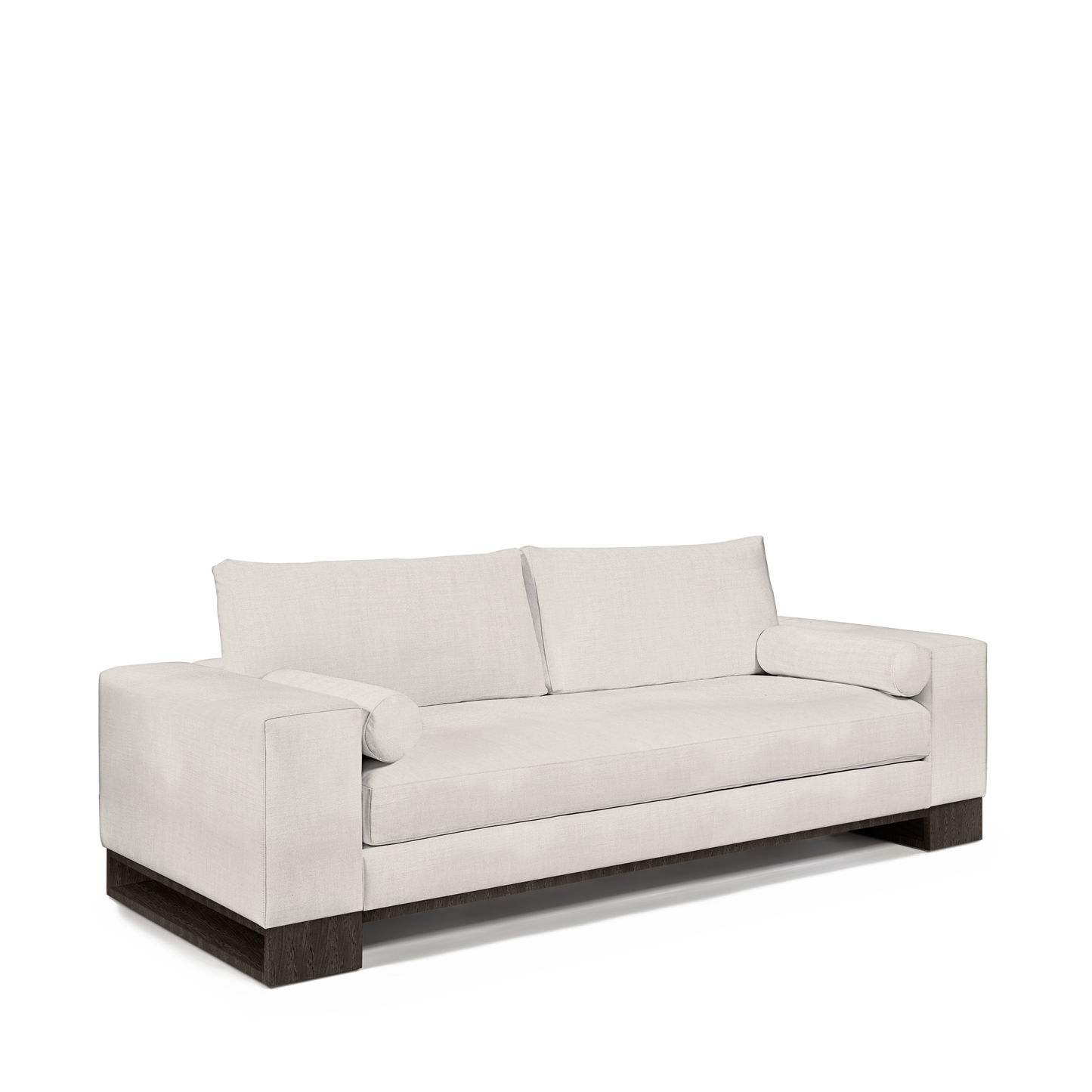 TERRA 2,5-seater sofa with light grey textile and dark grey wood legs 