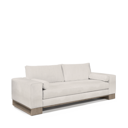 TERRA 2,5-seater sofa with light grey textile and natural grey wood legs 