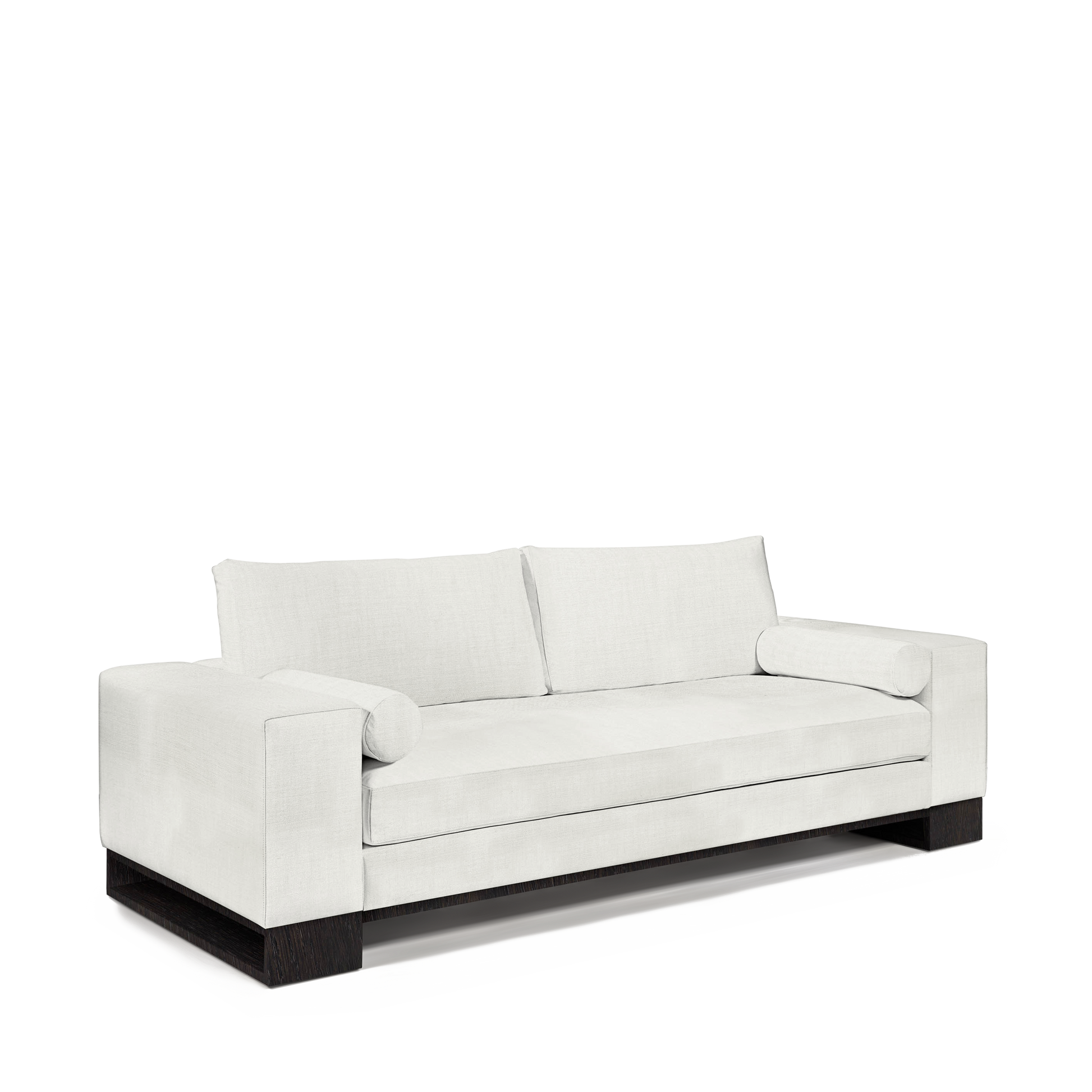 TERRA 2,5-seater sofa with Rocco white textile and chocolate wood legs 