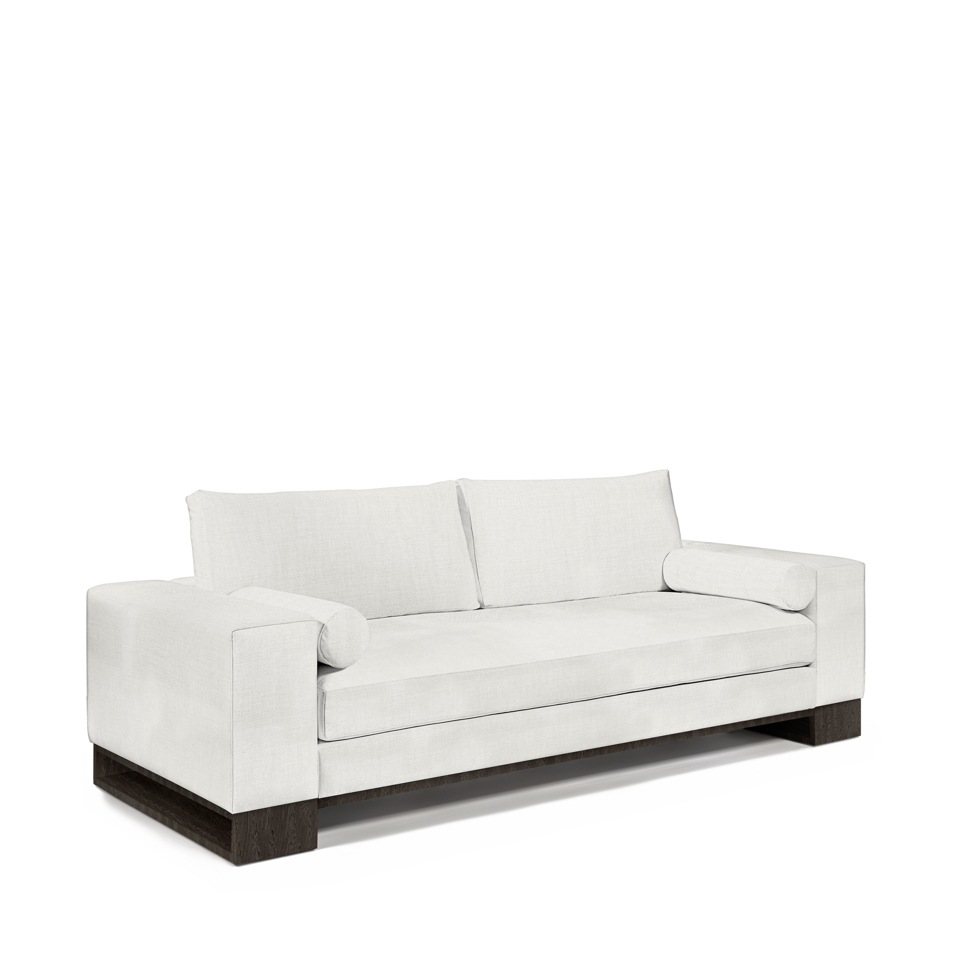 TERRA 2,5-seater sofa with Rocco white textile and dark grey wood legs 