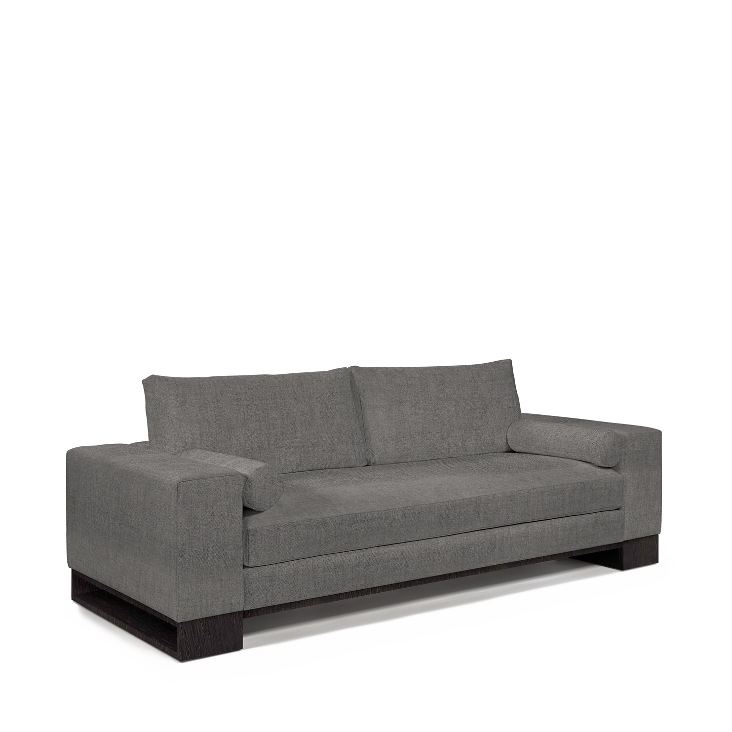 TERRA 2,5-seater sofa with dark grey textile and chocolate wood legs 