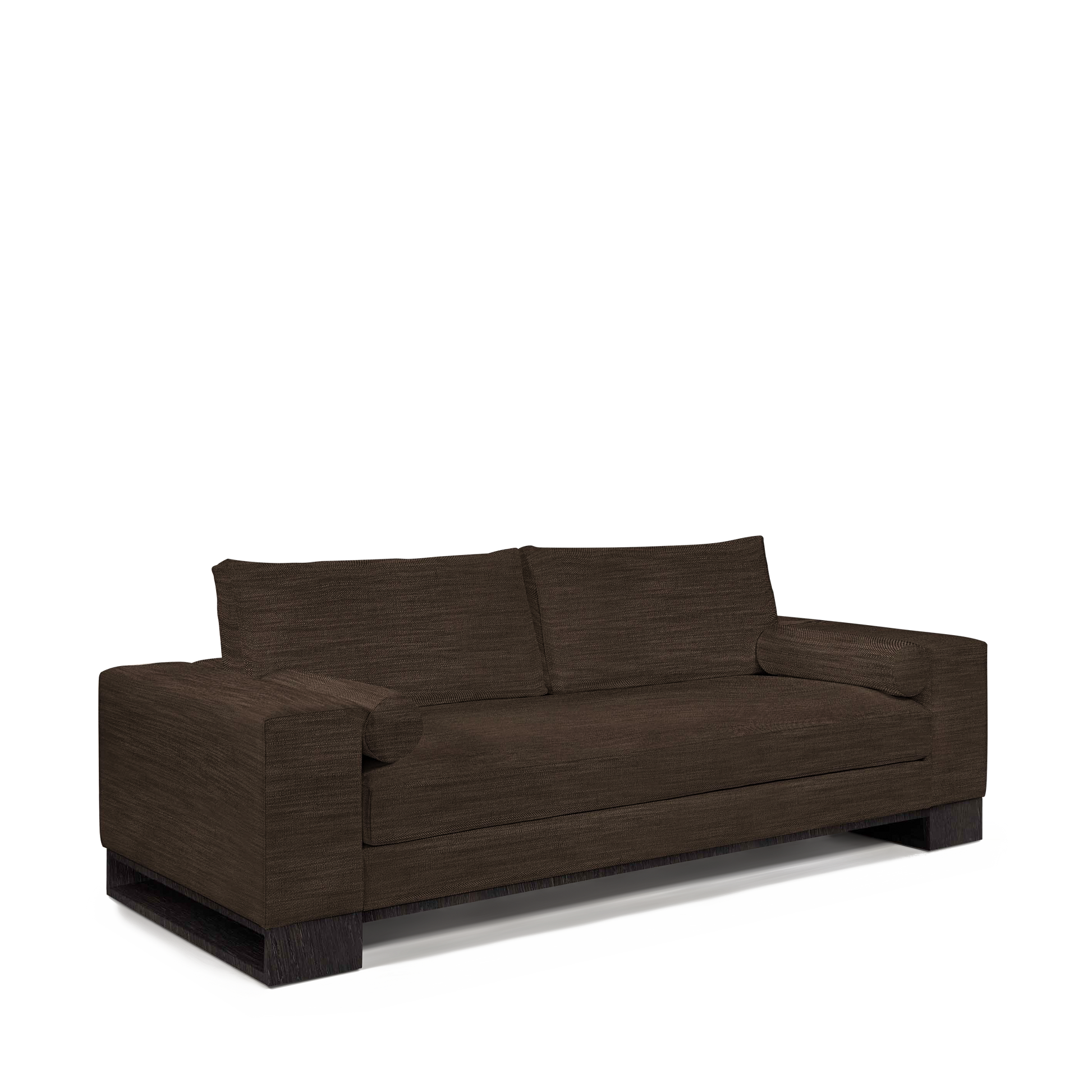 TERRA 2,5-seater sofa with brown textile and chocolate wood legs 