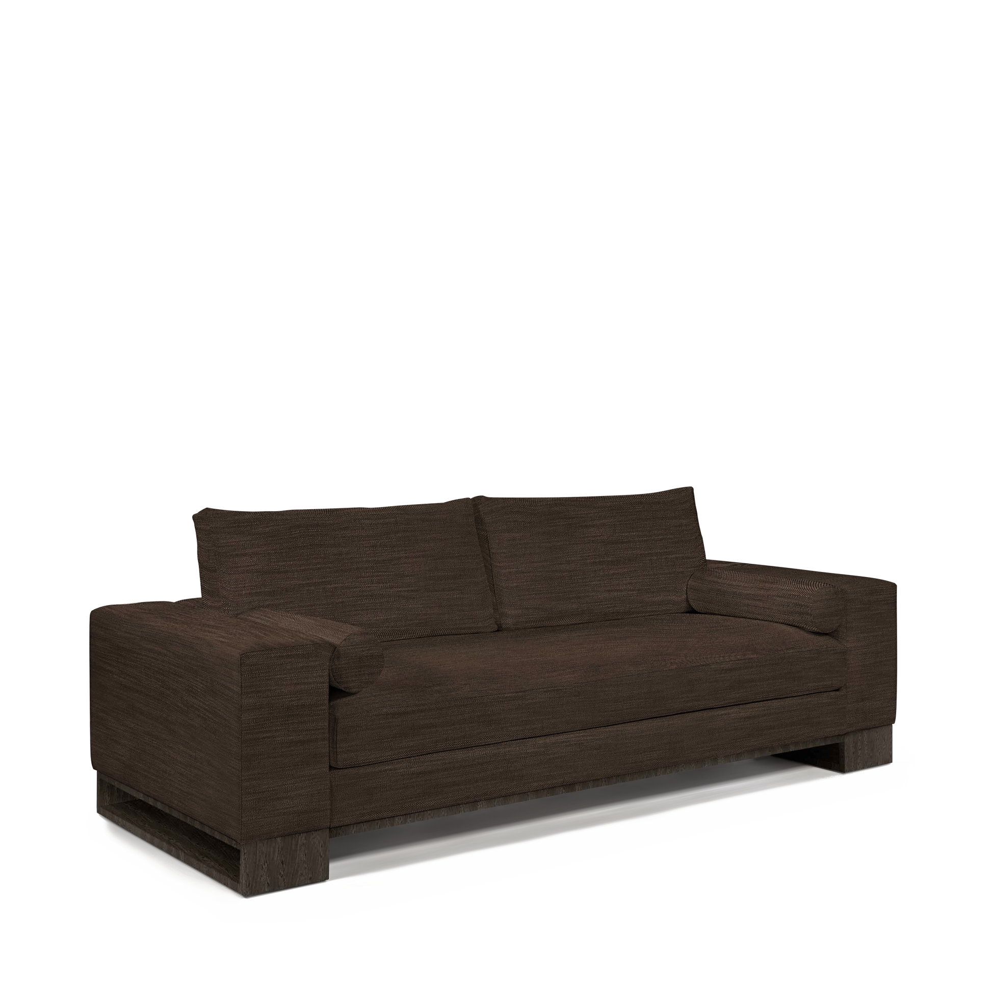 TERRA 2,5-seater sofa with linara brown textile and dark grey wood legs 