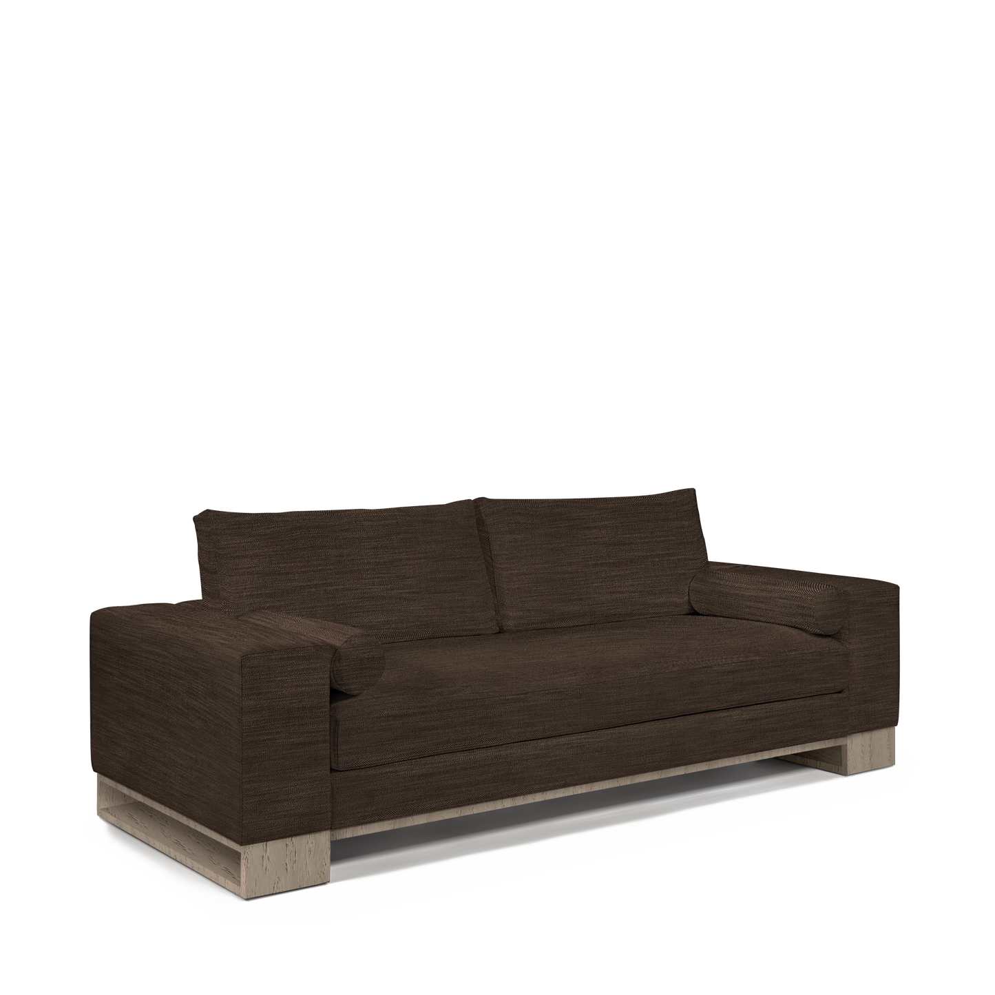 TERRA 2,5-seater sofa with brown textile and natural grey wood legs 