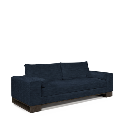 TERRA 2,5-seater sofa with Rocco dark blue textile and dark grey wood legs 
