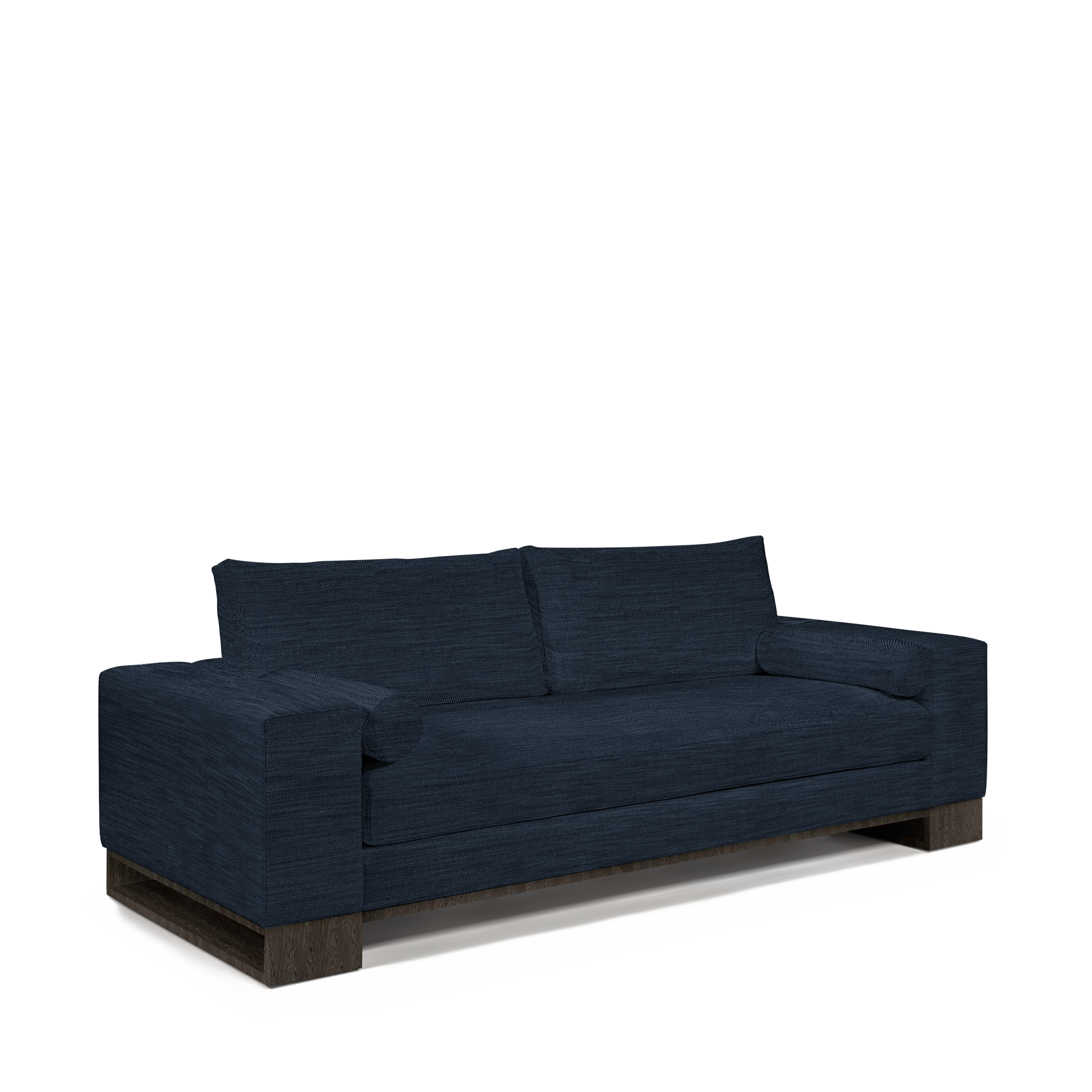 TERRA 2,5-seater sofa with Rocco dark blue textile and dark grey wood legs 
