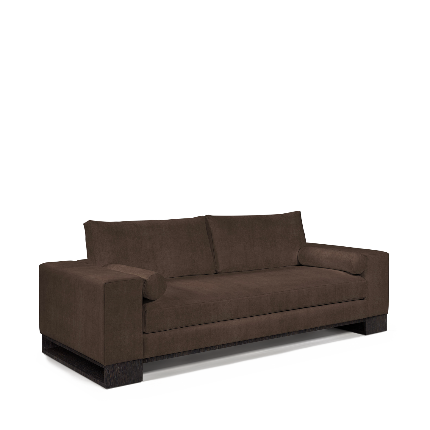 TERRA 2,5-seater sofa  with suede brown textile and chocolate wood legs 