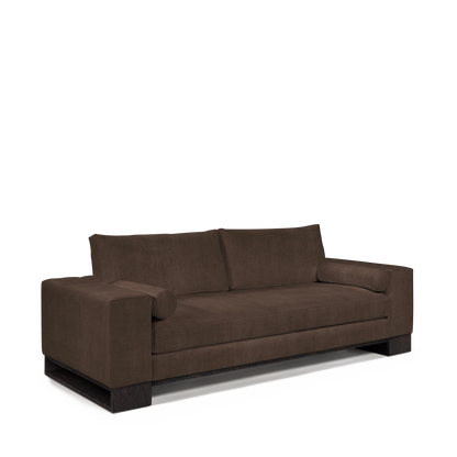 TERRA 2,5-seater sofa  with suede brown textile and chocolate wood legs 