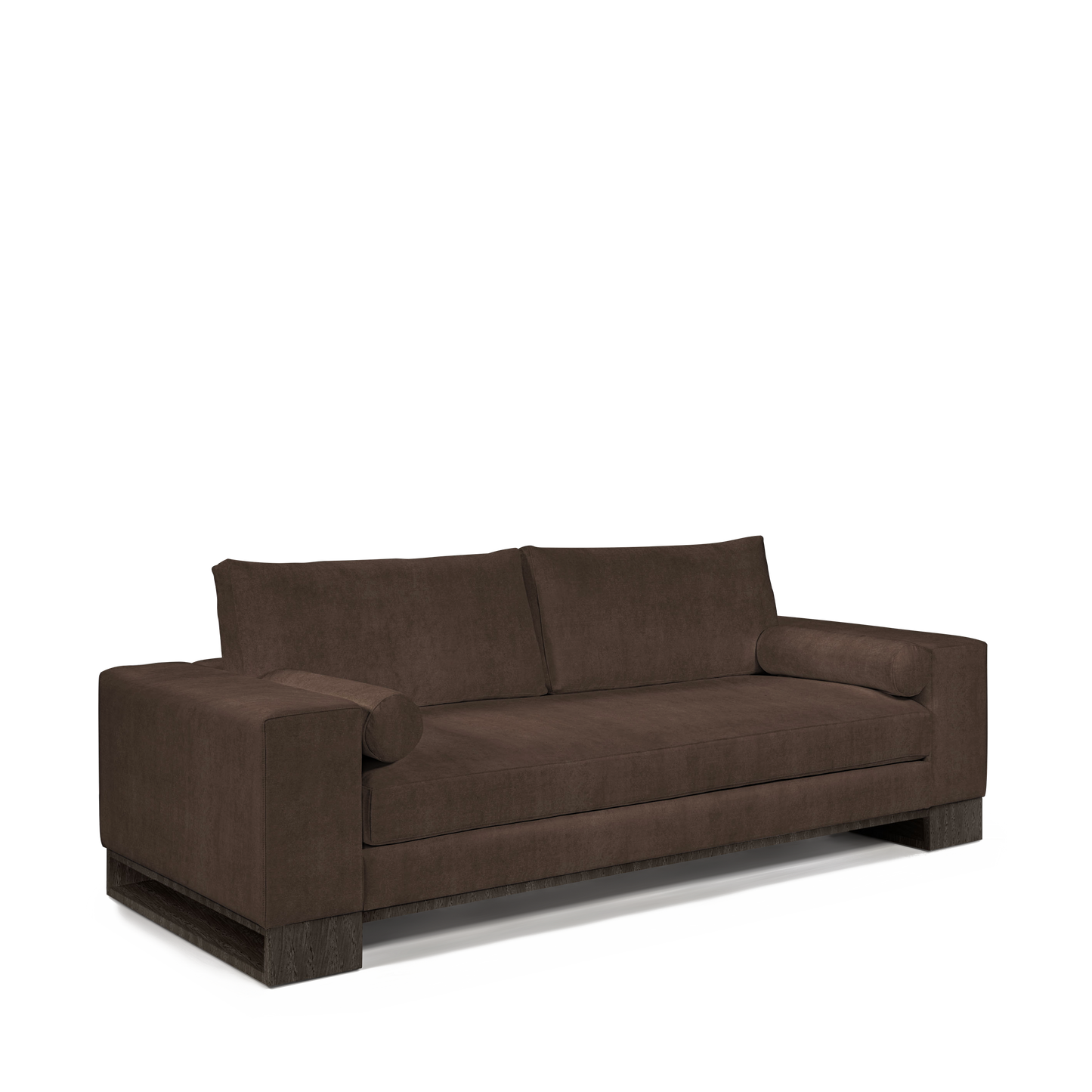 TERRA 2,5-seater sofa with brown textile and dark grey wood legs 
