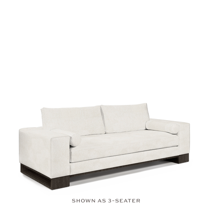 TERRA 3-seater sofa with bolt white textile and dark grey wood legs 
