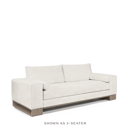 TERRA 3-seater sofa with bolt white textile and natural grey wood legs 