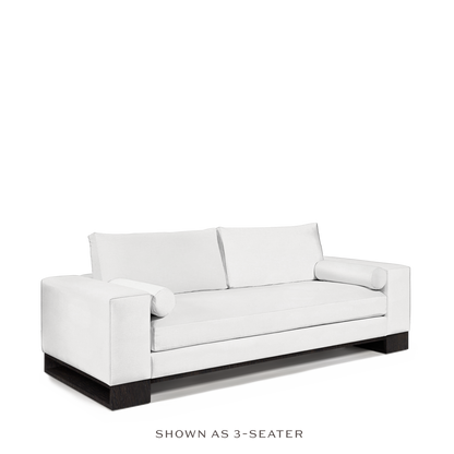 TERRA 2-seater sofa with linara white textile and chocolate wood legs 
