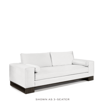 TERRA 2-seater sofa  with linara white textile and dark grey wood 