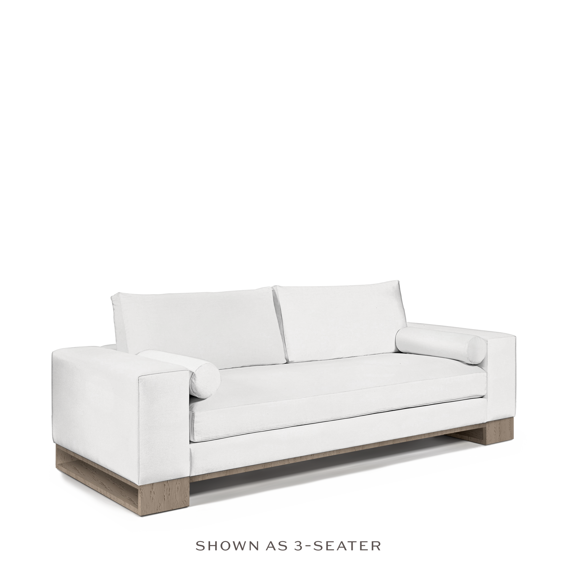 TERRA 3-seater sofa with linara white textile and natural grey wood legs 